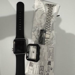 Black and Silver Smartwatch Case with Interchangeable Bands